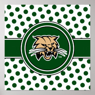 Ohio University Bobcat Logo Polka Dot Pattern Poster