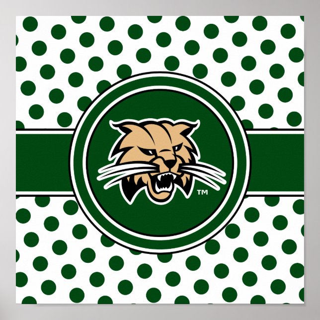 Ohio University Bobcat Logo Polka Dot Pattern Poster (Front)