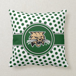 Ohio University Bobcat Logo Polka Dot Pattern Throw Pillow