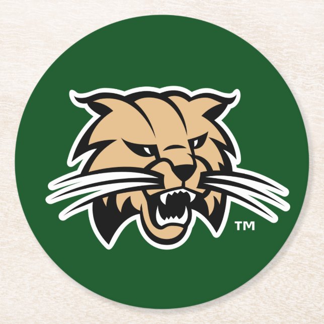 Ohio University Bobcat Logo Round Paper Coaster (Front)
