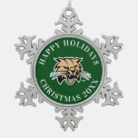 Ohio University Bobcat Logo Snowflake Pewter Christmas Ornament