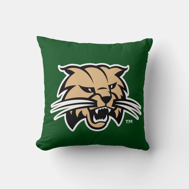 Ohio University Bobcat Logo Throw Pillow (Front)