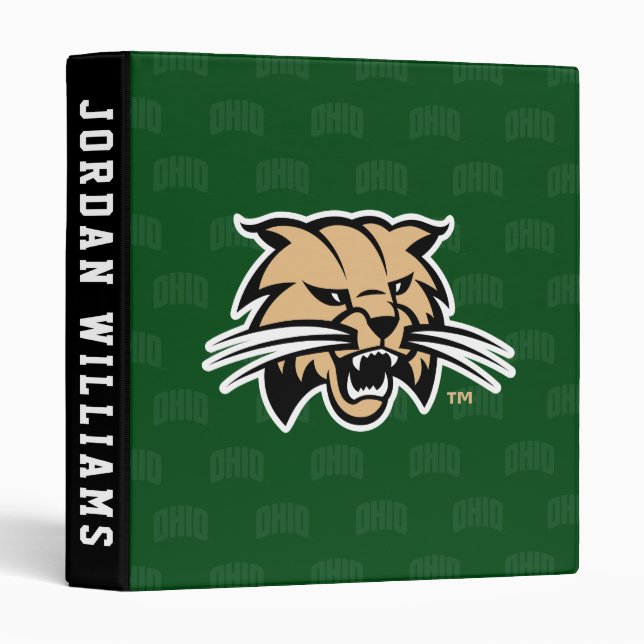 Ohio University Bobcat Logo Watermark 3 Ring Binder (Front/Spine)