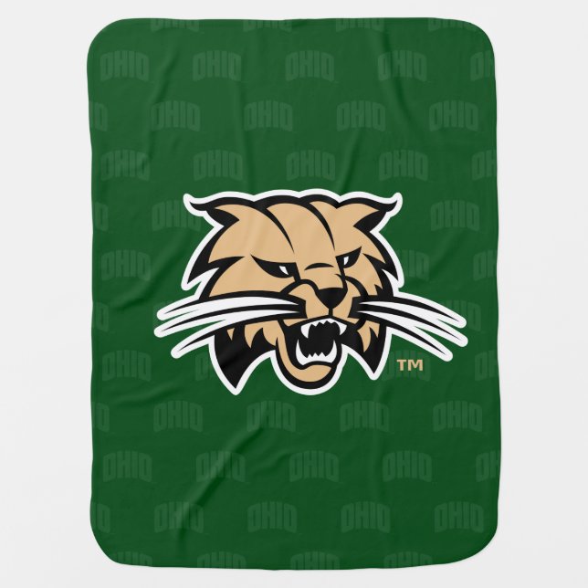 Ohio University Bobcat Logo Watermark Baby Blanket (Front)