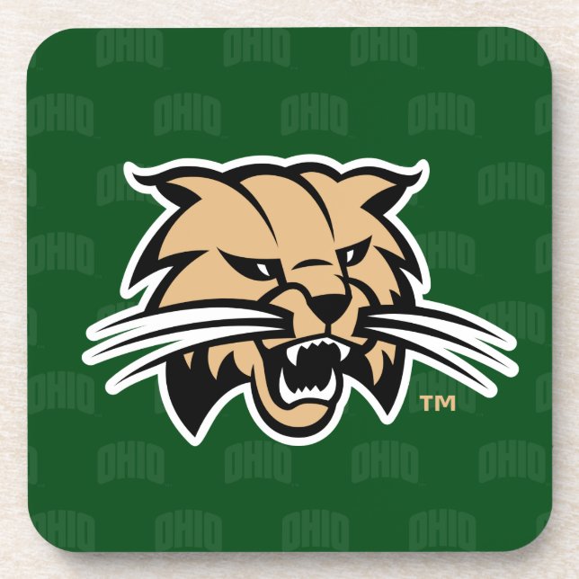 Ohio University Bobcat Logo Watermark Beverage Coaster (Front)