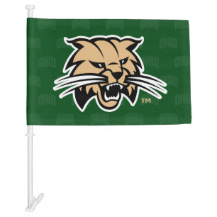 Ohio University Bobcat Logo Watermark Car Flag