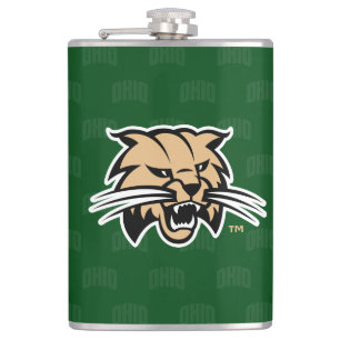 Ohio University Bobcat Logo Watermark Flask