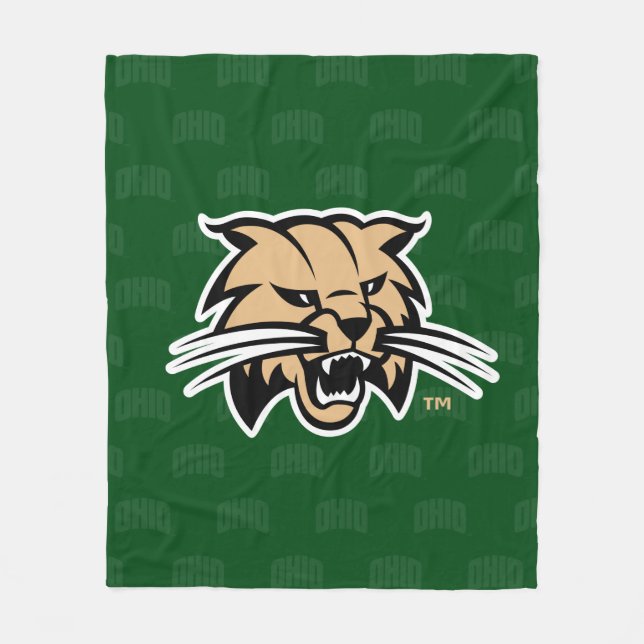 Ohio University Bobcat Logo Watermark Fleece Blanket (Front)