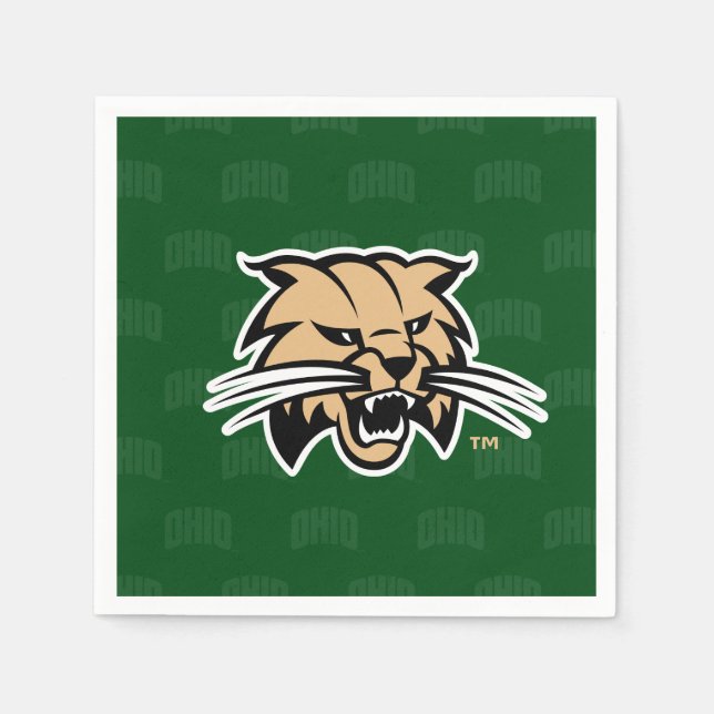 Ohio University Bobcat Logo Watermark Napkins (Front)