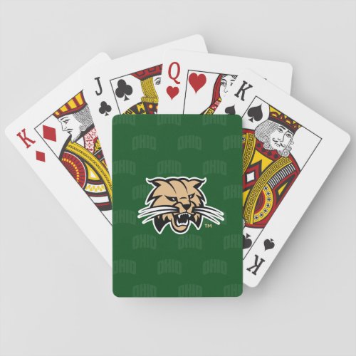 Ohio University Bobcat Logo Watermark Poker Cards