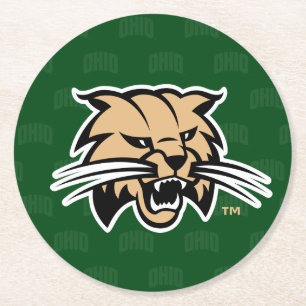 Ohio University Bobcat Logo Watermark Round Paper Coaster