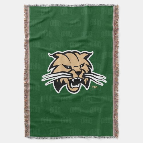 Ohio University Bobcat Logo Watermark Throw Blanket