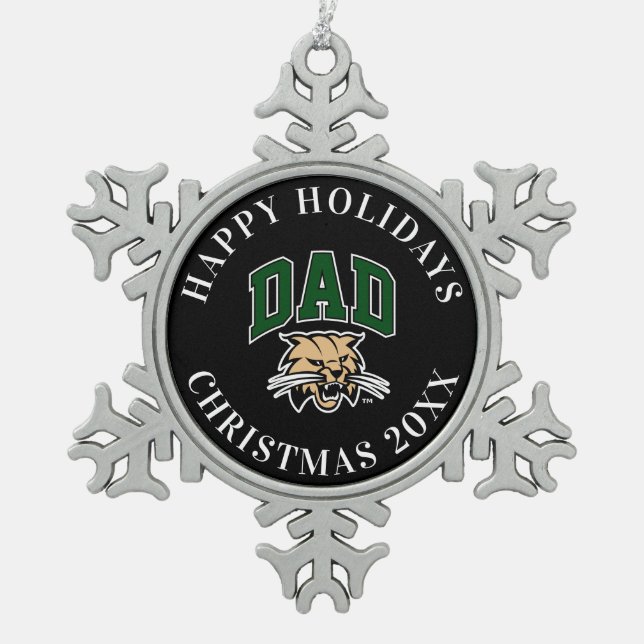 Ohio University Dad Snowflake Pewter Christmas Ornament (Front)