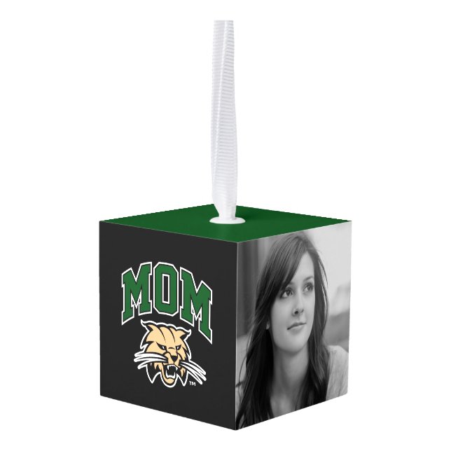 Ohio University Mom Cube Ornament (Back Angled)