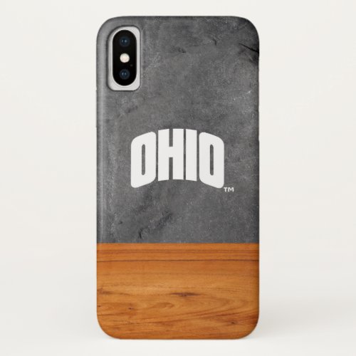 Ohio University Wood Cement Half White iPhone X Case