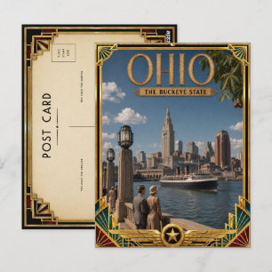 Ohio Vintage Art Deco Golden Age Postcard