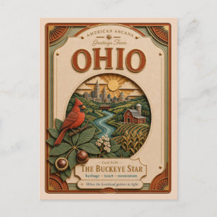 Ohio Vintage Paper Cut American Arcana Postcard