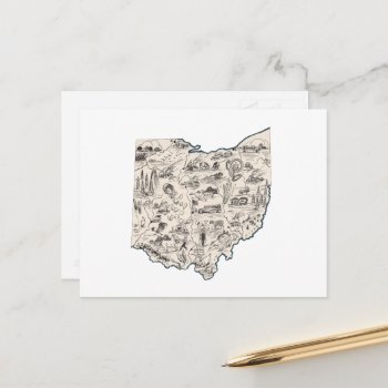 Ohio Vintage Picture Map  Antique Buckeye State Postcard by PNGDesign at Zazzle