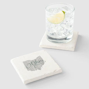 Ohio Vintage Typography Buckeye State Shaped Gray Stone Coaster