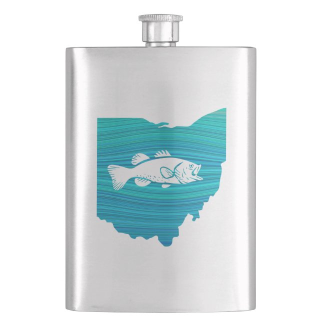 Ohio Wave Fishing Flask (Front)