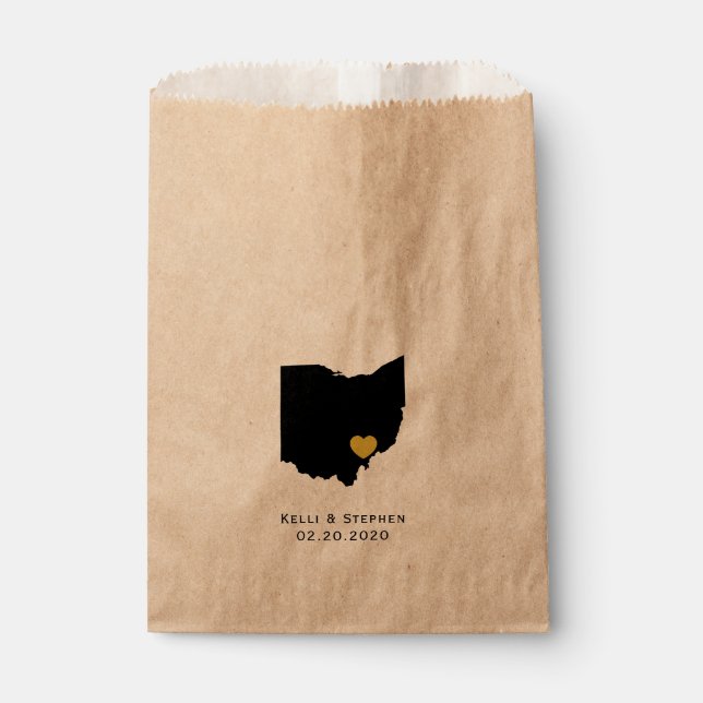 Ohio Wedding Favor Treat Sacks, Gift Bags (Front)