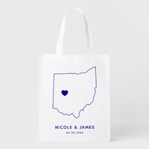 Ohio Wedding Welcome Bag Navy Tote with Map