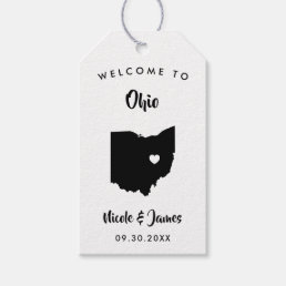 Ohio Wedding Welcome Bag Tags, Map Gift Tags