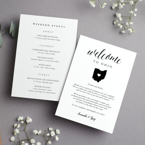 Ohio Wedding Welcome Letter  Itinerary