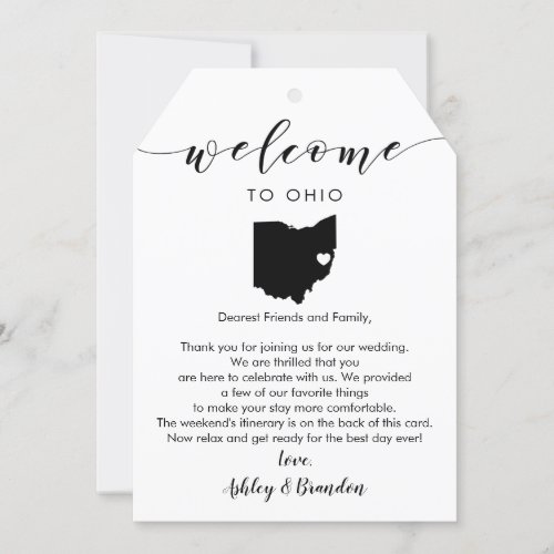 Ohio Wedding Welcome Tag Letter Itinerary
