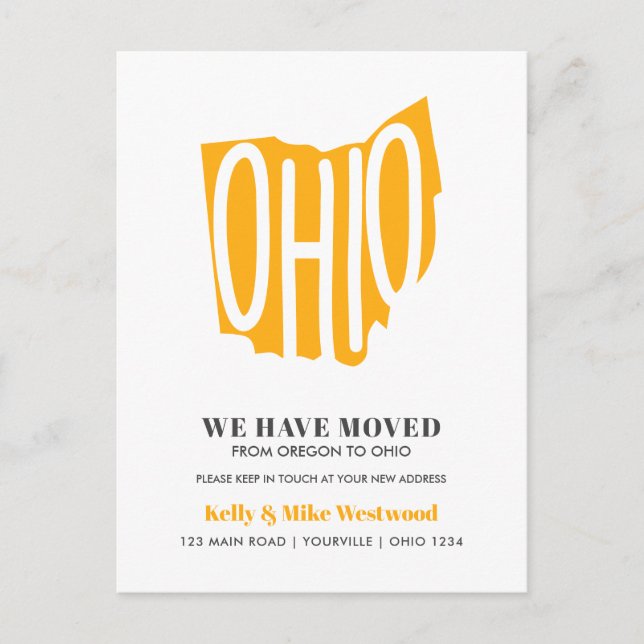 OHIO We've moved New address New Home Postcard (Front)