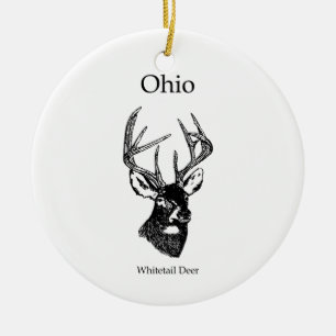 Ohio White Tail Deer Ceramic Ornament