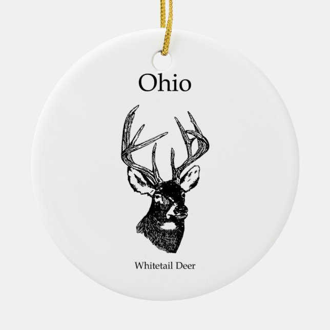 Ohio White Tail Deer Ceramic Ornament (Front)