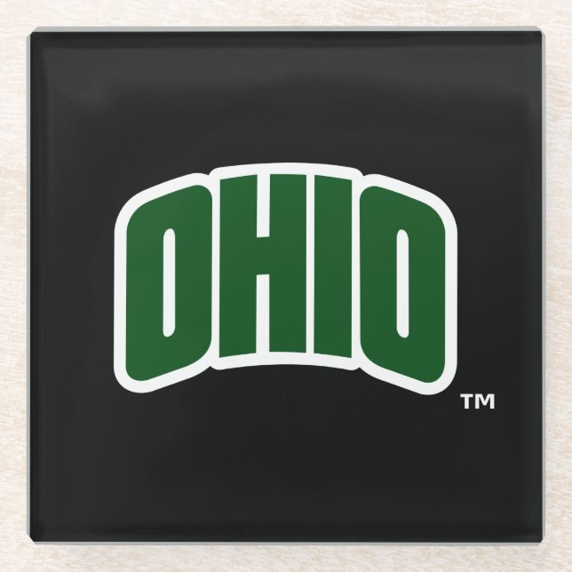Ohio Wordmark Glass Coaster (Front)