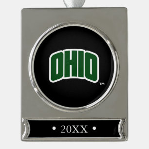 Ohio Wordmark Silver Plated Banner Ornament