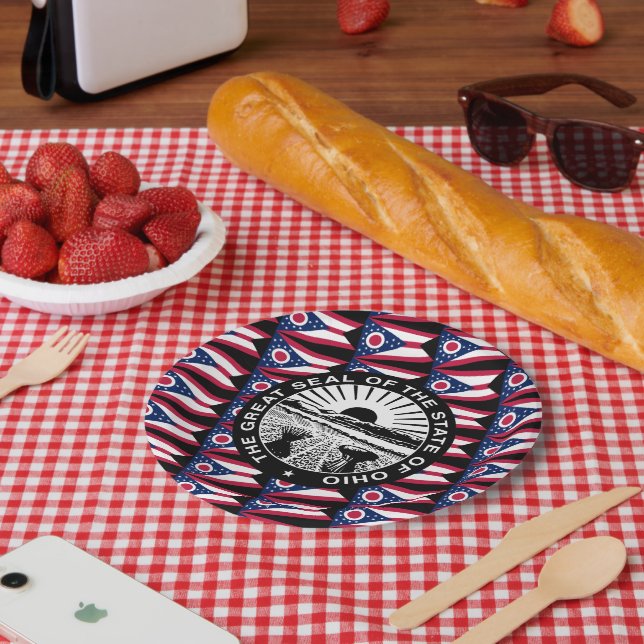 Ohioan Flag & Seal, Ohio Paper Plates (Picnic)
