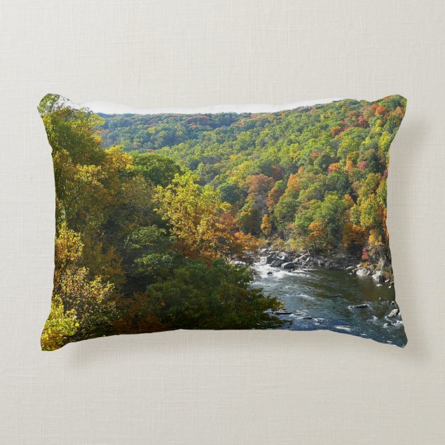 Ohiopyle River in Fall II Pennsylvania Autumn Accent Pillow (Front)