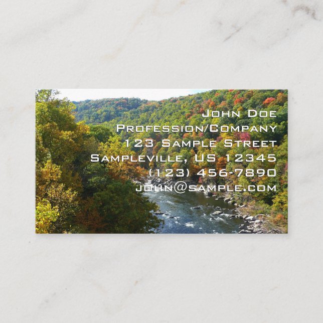 Ohiopyle River in Fall II Pennsylvania Autumn Business Card (Front)