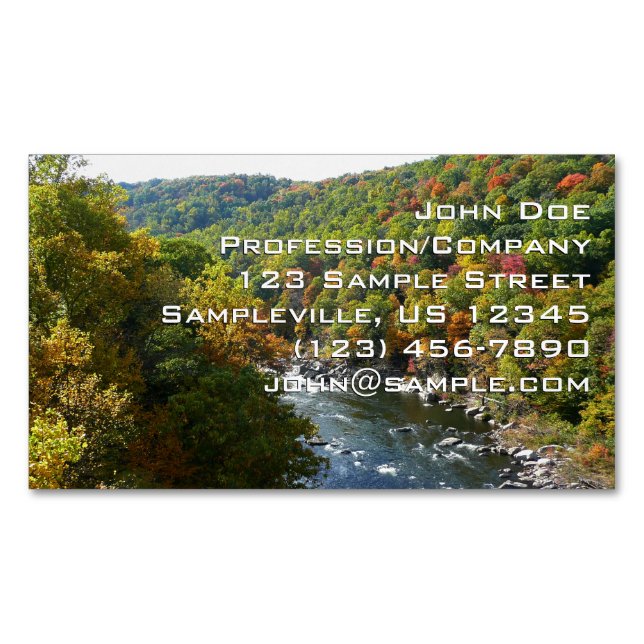 Ohiopyle River in Fall II Pennsylvania Autumn Business Card Magnet (Front)