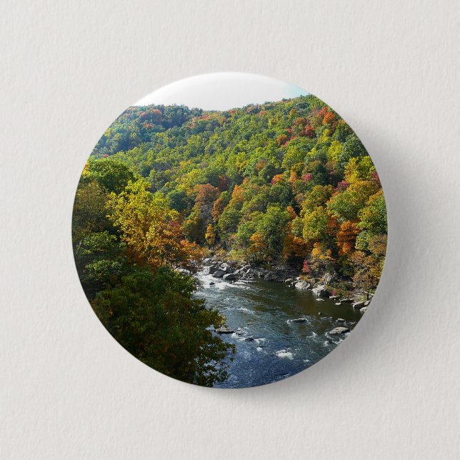Ohiopyle River in Fall II Pennsylvania Autumn Button (Front)