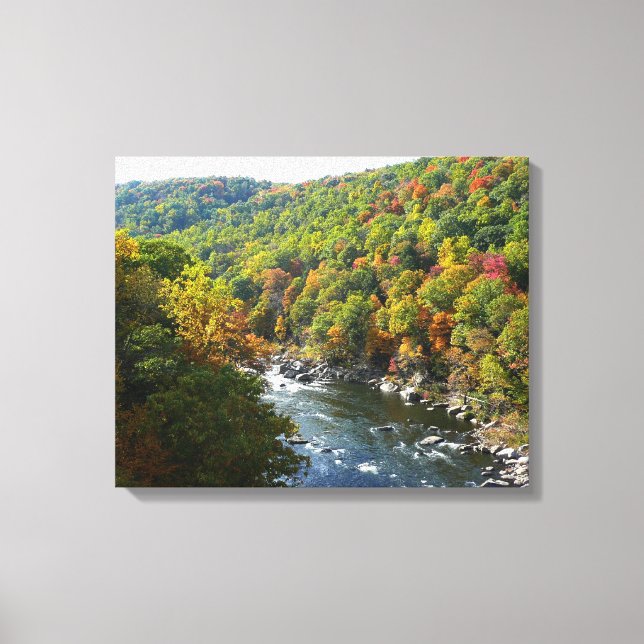 Ohiopyle River in Fall II Pennsylvania Autumn Canvas Print (Front)