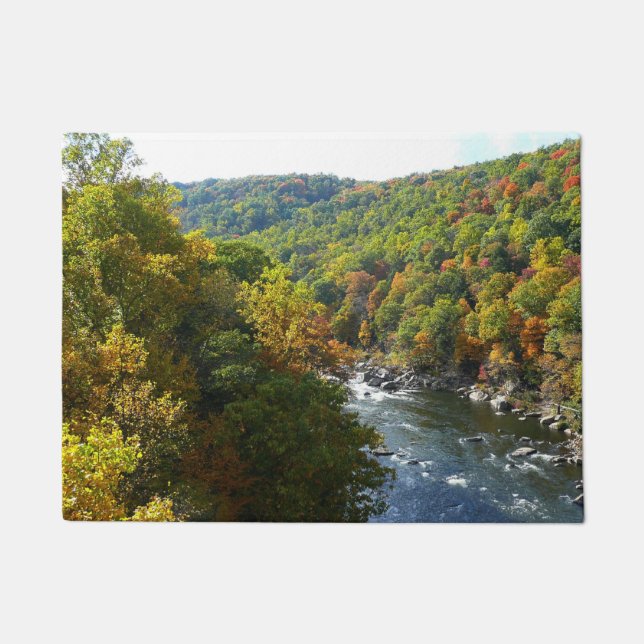 Ohiopyle River in Fall II Pennsylvania Autumn Doormat (Front)