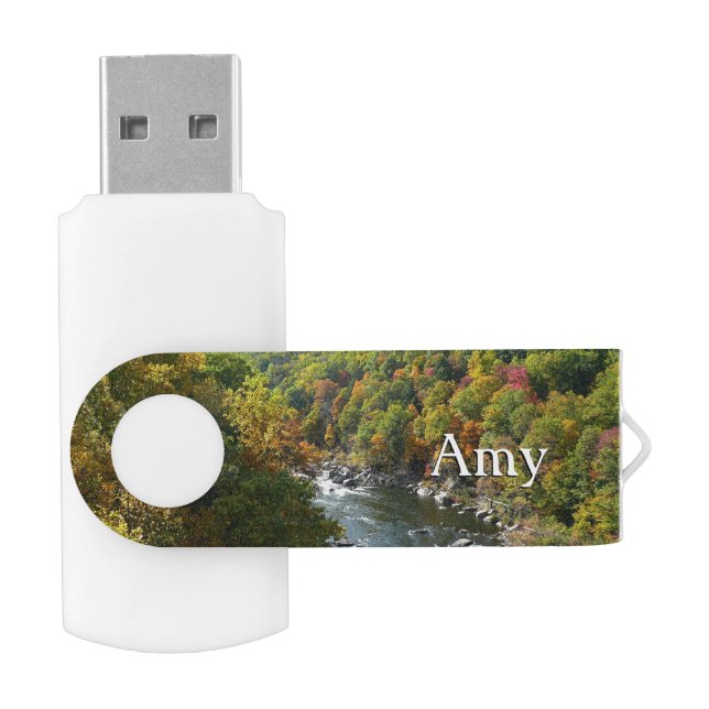 Ohiopyle River in Fall II Pennsylvania Autumn Flash Drive (Opened)