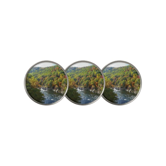 Ohiopyle River in Fall II Pennsylvania Autumn Golf Ball Marker (3 Up)