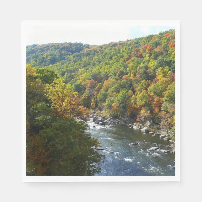 Ohiopyle River in Fall II Pennsylvania Autumn Napkins (Front)