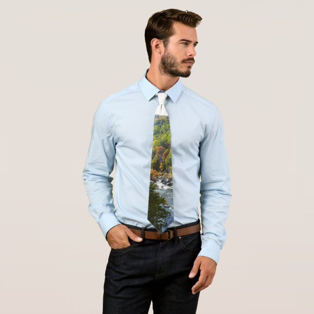 Ohiopyle River in Fall II Pennsylvania Autumn Neck Tie (In Situ)