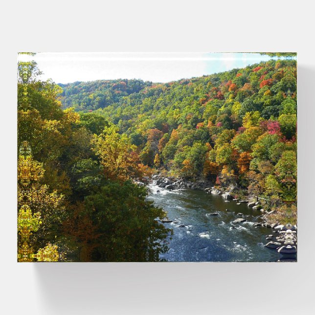 Ohiopyle River in Fall II Pennsylvania Autumn Paperweight (Front)