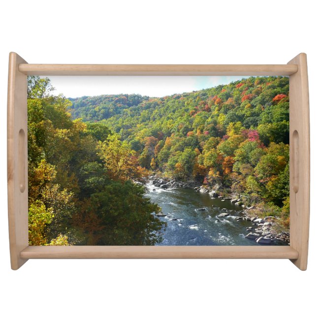 Ohiopyle River in Fall II Pennsylvania Autumn Serving Tray (Front)