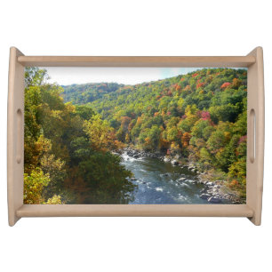 Ohiopyle River in Fall II Pennsylvania Autumn Serving Tray