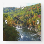 Ohiopyle River in Fall II Pennsylvania Autumn Square Wall Clock