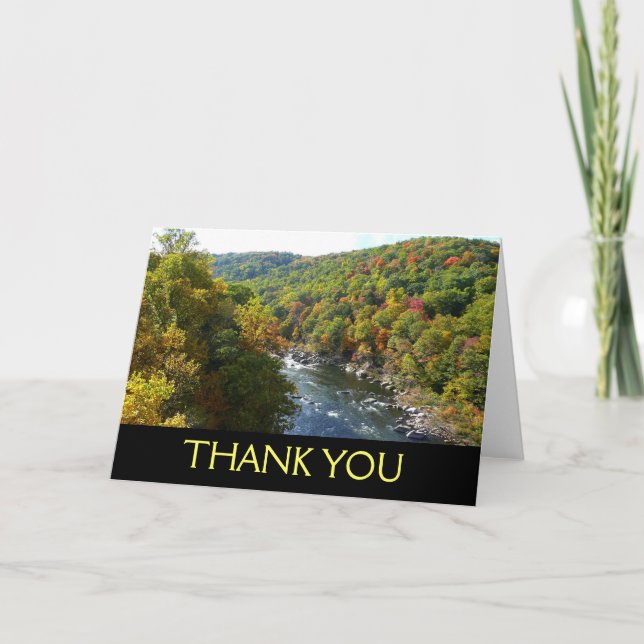 Ohiopyle River in Fall II Pennsylvania Autumn Thank You Card (Front)